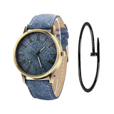 MEIBO Relojes Women Quartz Watches Denim Design Leather Strap Male Casual Wristwatch Relogio Masculino Ladies Watch female watch