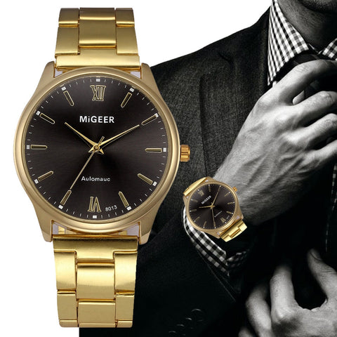 Watches for Men Fashion Crystal Stainless Steel Analog Quartz Wrist Watch zegarek meski orologi uomo relogio masculino 2019