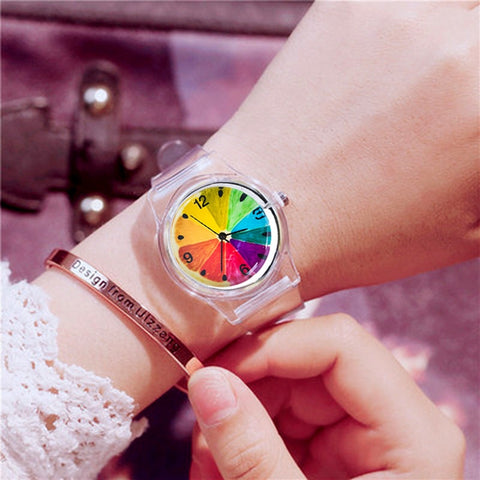 Transparent Clock Silicon Watch Women Sport Casual Quartz Wristwatches Novelty Crystal Ladies Watches Cartoon Reloj Mujer 2018