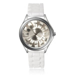 WOMAGE Women's Watches Fashion Design Floral Chrysanthemum Watches Rubber Jelly Band Wtach Women Dress Watches Relogio Feminino