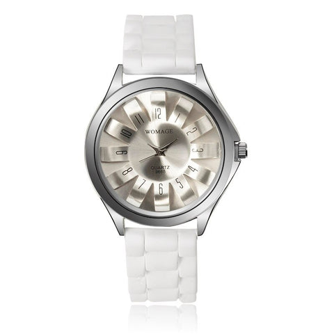 WOMAGE Women's Watches Fashion Design Floral Chrysanthemum Watches Rubber Jelly Band Wtach Women Dress Watches Relogio Feminino