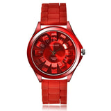 WOMAGE Women's Watches Fashion Design Floral Chrysanthemum Watches Rubber Jelly Band Wtach Women Dress Watches Relogio Feminino