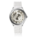 WOMAGE Women's Watches Fashion Design Floral Chrysanthemum Watches Rubber Jelly Band Wtach Women Dress Watches Relogio Feminino