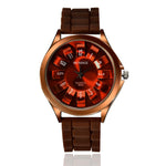 WOMAGE Women's Watches Fashion Design Floral Chrysanthemum Watches Rubber Jelly Band Wtach Women Dress Watches Relogio Feminino