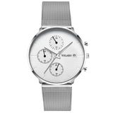 Blue Pointer Men Watch Quartz Casual Simple Alloy Mesh Matte Male Business Temperament Calendar Wrist Watch Relojes Para Hombre