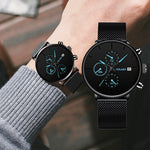 Quartz Men Watches Blue Pointer Casual Brand New Fashion Stainless Steel Mesh Strap Ultra Thin Gift Business WristWatch