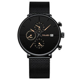 Quartz Men Watches Blue Pointer Casual Brand New Fashion Stainless Steel Mesh Strap Ultra Thin Gift Business WristWatch