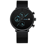 Quartz Men Watches Blue Pointer Casual Brand New Fashion Stainless Steel Mesh Strap Ultra Thin Gift Business WristWatch