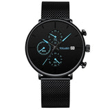 Quartz Men Watches Blue Pointer Casual Brand New Fashion Stainless Steel Mesh Strap Ultra Thin Gift Business WristWatch