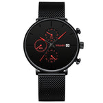Quartz Men Watches Blue Pointer Casual Brand New Fashion Stainless Steel Mesh Strap Ultra Thin Gift Business WristWatch