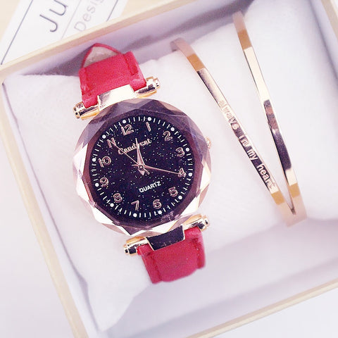 Starry Sky Watch Fashion Women Watches Casual Ladies Watches Leather Band Quartz Wristwatches Clock Relogio Feminino reloj mujer