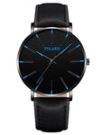Men Watches New Trendy Blue Dial Simple Quartz Casual Leather Strap Wristwatch Ultra Thin Clock Business Relogio Masculion