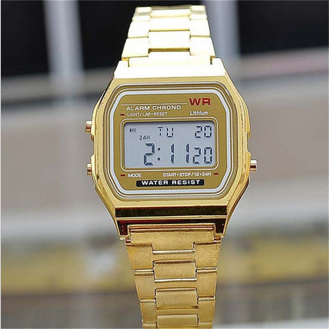 New Fashion Gold Silver Silicone Couple Watch Digital Watch Square Military Men/ Women Dress Sports Watches The Male Watch