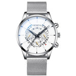Relojes Masculino Mens Watches Fashion Stainless Steel Luxury Calendar Display Analog Quartz Wrist Watches Business blue Watch