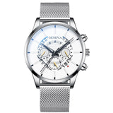 Relojes Masculino Mens Watches Fashion Stainless Steel Luxury Calendar Display Analog Quartz Wrist Watches Business blue Watch