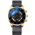 Relojes Masculino Mens Watches Fashion Stainless Steel Luxury Calendar Display Analog Quartz Wrist Watches Business blue Watch
