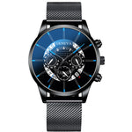 Relojes Masculino Mens Watches Fashion Stainless Steel Luxury Calendar Display Analog Quartz Wrist Watches Business blue Watch