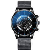 Relojes Masculino Mens Watches Fashion Stainless Steel Luxury Calendar Display Analog Quartz Wrist Watches Business blue Watch