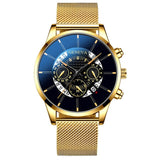 Relojes Masculino Mens Watches Fashion Stainless Steel Luxury Calendar Display Analog Quartz Wrist Watches Business blue Watch