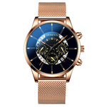 Relojes Masculino Mens Watches Fashion Stainless Steel Luxury Calendar Display Analog Quartz Wrist Watches Business blue Watch