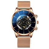 Relojes Masculino Mens Watches Fashion Stainless Steel Luxury Calendar Display Analog Quartz Wrist Watches Business blue Watch