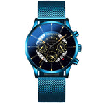 Relojes Masculino Mens Watches Fashion Stainless Steel Luxury Calendar Display Analog Quartz Wrist Watches Business blue Watch