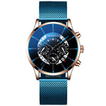 Relojes Masculino Mens Watches Fashion Stainless Steel Luxury Calendar Display Analog Quartz Wrist Watches Business blue Watch