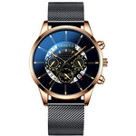 Relojes Masculino Mens Watches Fashion Stainless Steel Luxury Calendar Display Analog Quartz Wrist Watches Business blue Watch