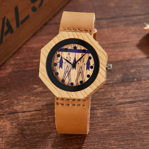 Unique Irregular Imitation Wooden watch Men Casual Leaher Strap Quartz Watch High Quality Ladies Clock Gifts relogio masculino