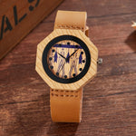 Unique Irregular Imitation Wooden watch Men Casual Leaher Strap Quartz Watch High Quality Ladies Clock Gifts relogio masculino