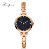 LVPAI Top Brand Stainless Steel Gold Silver Band Quartz Wtach Luxury Women Rhinestone Watches Women femmes montres 2018 W50
