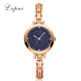 LVPAI Top Brand Stainless Steel Gold Silver Band Quartz Wtach Luxury Women Rhinestone Watches Women femmes montres 2018 W50