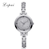 LVPAI Top Brand Stainless Steel Gold Silver Band Quartz Wtach Luxury Women Rhinestone Watches Women femmes montres 2018 W50
