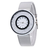Brand Fashion Rose Gold & Silver Mesh Band Quartz Wtach Luxury Stainless Steel Women Rhinestone Watch Relogio Feminino