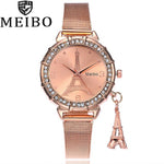 Fashion  Gold & Silver Stainless Steel Band Quartz Wtach Luxury Women Rhinestone Watches Valentine Gift 2019  gold watch women