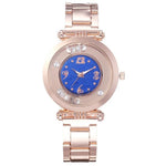 Fashion Women Rotate Diamond Watch Rose Gold Stainless Steel Quartz Wristwatch Ladies Elegant Business Rhinestone Wtaches