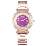 Fashion Women Rotate Diamond Watch Rose Gold Stainless Steel Quartz Wristwatch Ladies Elegant Business Rhinestone Wtaches