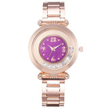 Fashion Women Rotate Diamond Watch Rose Gold Stainless Steel Quartz Wristwatch Ladies Elegant Business Rhinestone Wtaches