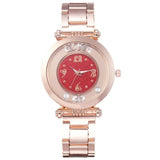 Fashion Women Rotate Diamond Watch Rose Gold Stainless Steel Quartz Wristwatch Ladies Elegant Business Rhinestone Wtaches