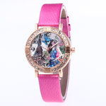 Ladies Brand Fashion Rose Gold Leather Strap Band Quartz Wtach Luxury Sport Fashion Women Rhinestone Watch Relogio Feminino