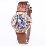 Ladies Brand Fashion Rose Gold Leather Strap Band Quartz Wtach Luxury Sport Fashion Women Rhinestone Watch Relogio Feminino