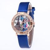 Ladies Brand Fashion Rose Gold Leather Strap Band Quartz Wtach Luxury Sport Fashion Women Rhinestone Watch Relogio Feminino