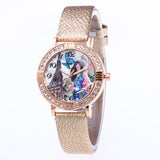 Ladies Brand Fashion Rose Gold Leather Strap Band Quartz Wtach Luxury Sport Fashion Women Rhinestone Watch Relogio Feminino