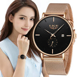 LIGE Top Brand Women Watch Fashion Simplicity Classic Casual Quartz Wtaches Women's Sports Waterproof Watches Relogio Feminino
