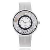 Luxury Fashion Quicksand design Stainless Steel Rose Gold & Silver Wrist Wtach Women Rhinestone Watches Quartz Watch Hodinky