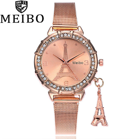 New fashion gold &amp; silver stainless steel band quartz wtach women luxury watches this Valentine Rhinestones
