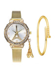 Fashion Gold & Silver Stainless Steel Band Quartz Wtach Luxury Women Rhinestone Watches  luxury watch women bracelet watch