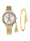 Fashion Gold & Silver Stainless Steel Band Quartz Wtach Luxury Women Rhinestone Watches  luxury watch women bracelet watch