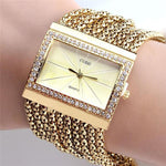 2019 New Fashion Alloy Silver and gold Band Quartz Wtach Luxury Women Rhinestone Bangle Bracelet Watch Dress Ladies Wrist Clock