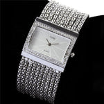 2019 New Fashion Alloy Silver and gold Band Quartz Wtach Luxury Women Rhinestone Bangle Bracelet Watch Dress Ladies Wrist Clock